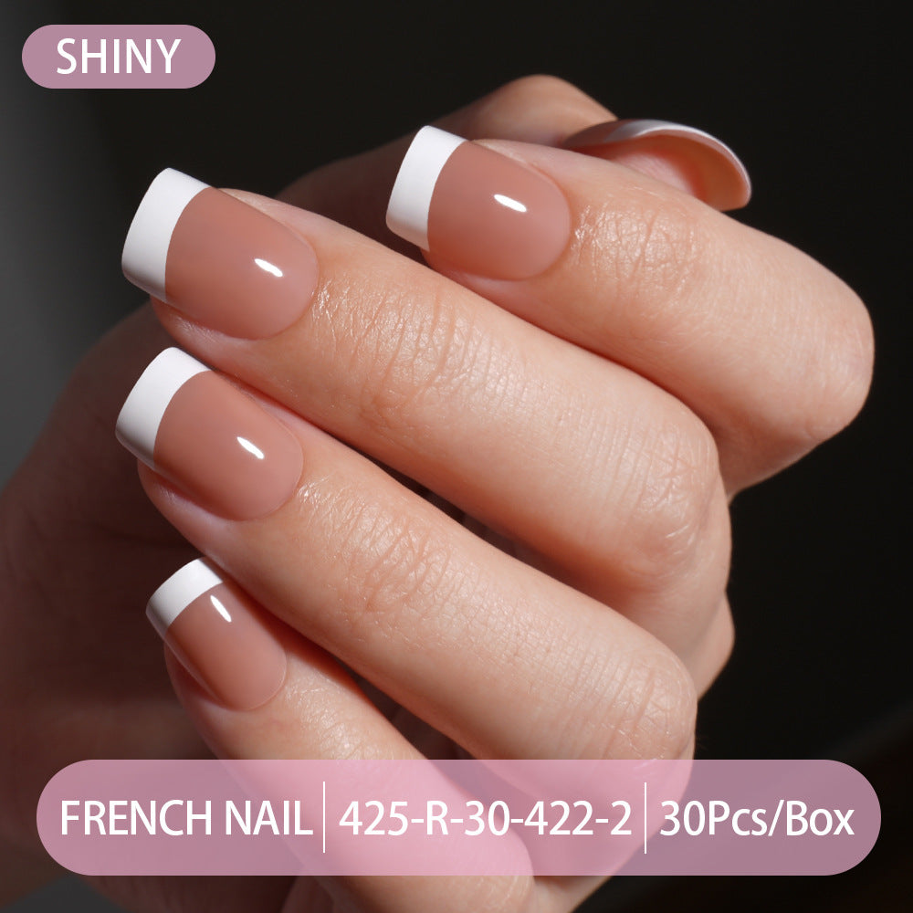 Press on nails French trapezoidal simple high-end sense 30 pieces box detachable fake nail finished pre-made manicure
