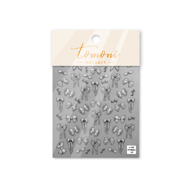 Sheer Tulle Bow: "Clear White" – 3D Nail Sticker