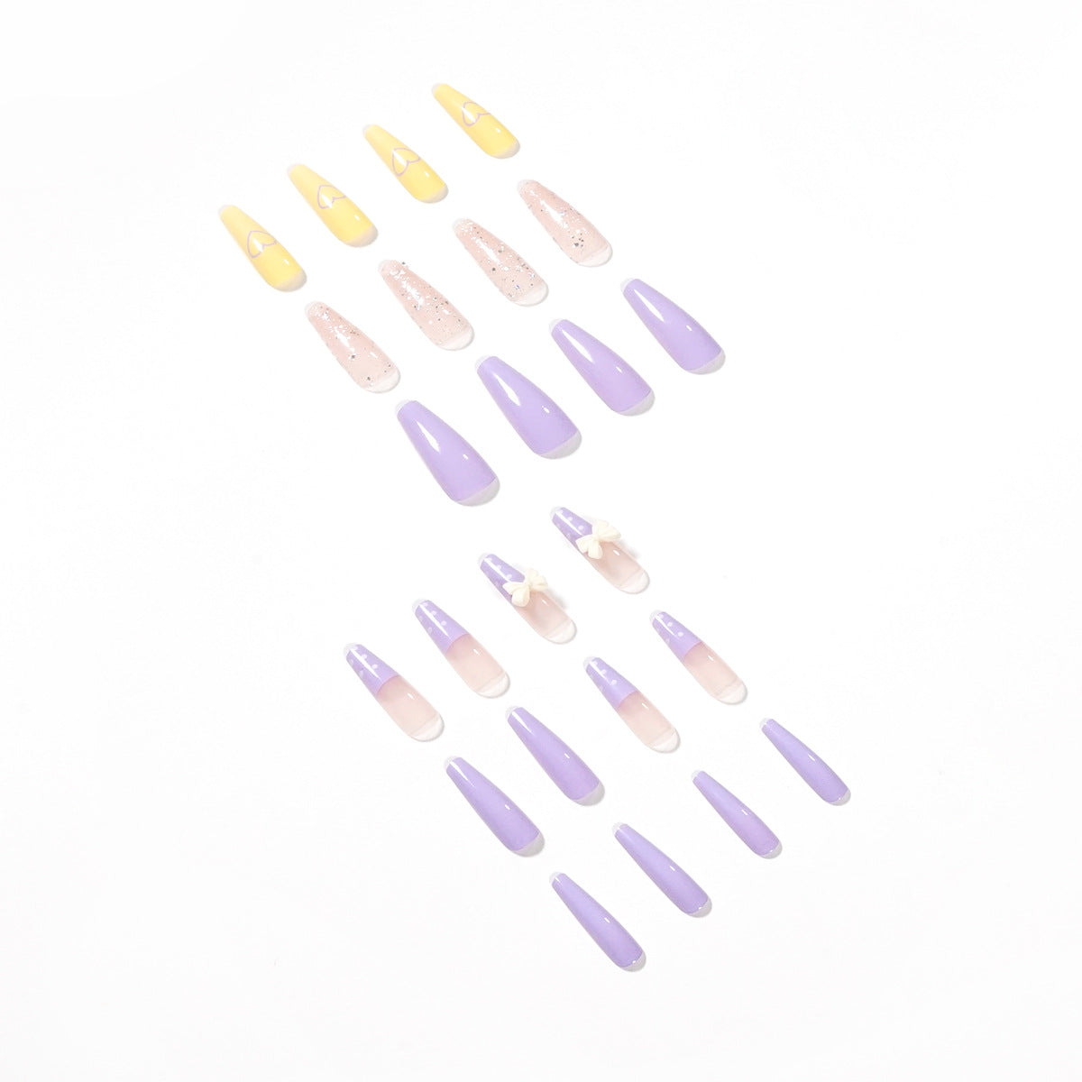 Press on the finished nail product taro purple nail  nail  Press on the  to show white fake nails, nail wholesale｜365nails