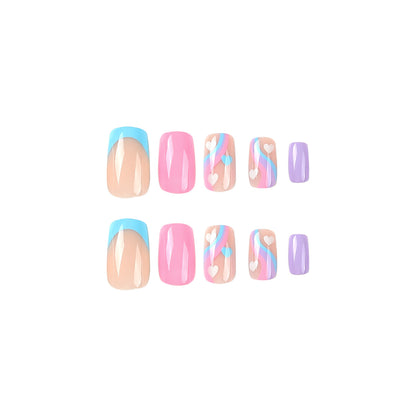 press on nails piece wholesale blue French purple nails piece multicolor wavy white love nails piece finished product wholesale nails｜365nails