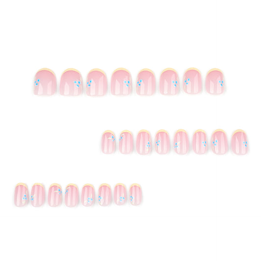 Small fresh French yellow manicure fake nails repeatable short round nail type wearing nail simple ins wind nail piece｜365nails