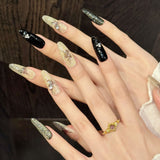 Gold Black Glitter Butterfly Elegant Luxury Press On Nails