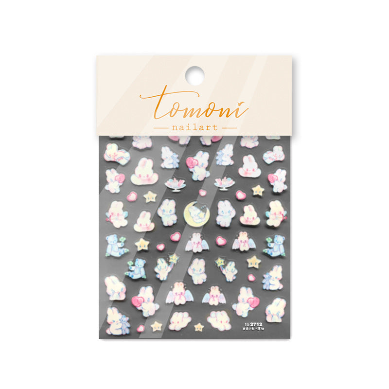 365nails: "Watercolor Bunny Rabbit Daisy" – nail art stickers