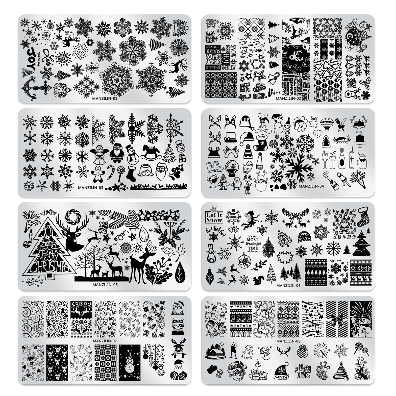 Christmas Nail Stamping Kit with Plates, Stamper & Polish Set (MOQ=3)