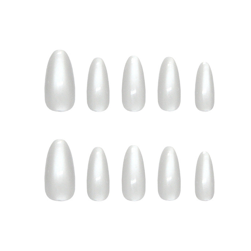 Nail Tips  prefabricated nail, simple and clean in summer, smoke gray medium and long almond nail, white, removable nail art pieces 30 pieces｜365nails