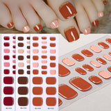 Semi-Cured Gel Nail Strips Toe Nails Pure Color Glitter Glossy Set (MOQ=3)