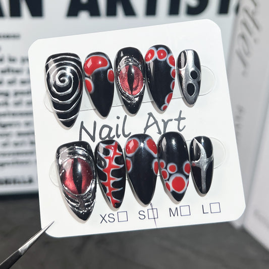 Handmade Wear Armor Blood Spirit Eye Dark Personality Creative Cool Spicy Style  Almond Armor Wholesale｜365nails