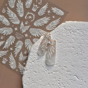 Angel Wings & Crown: "Iridescent Pearl" – 3D Nail Sticker