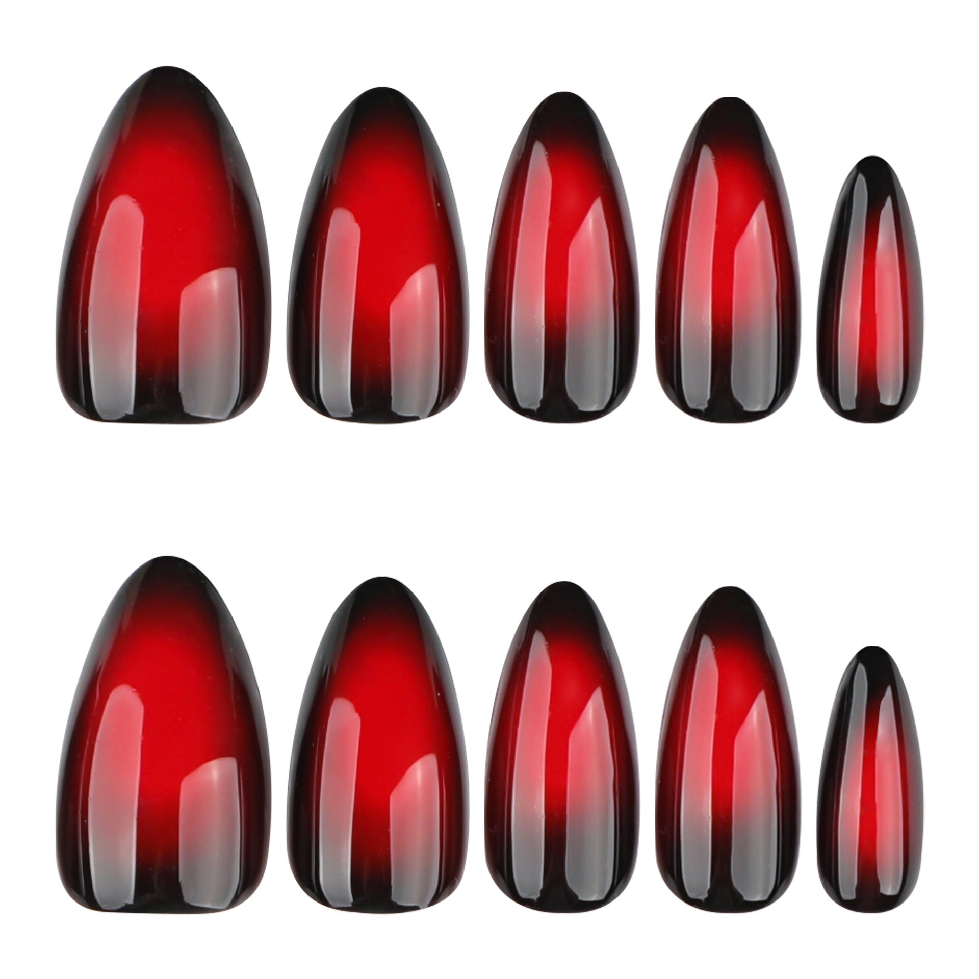Y2K Cool Spicy Red Smudge Contrast Short Almonds press-on nails