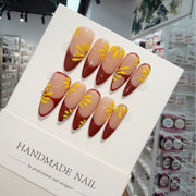 365nails: "Autumn Blaze" – 3D Maple Leaf Handmade Stiletto Nails
