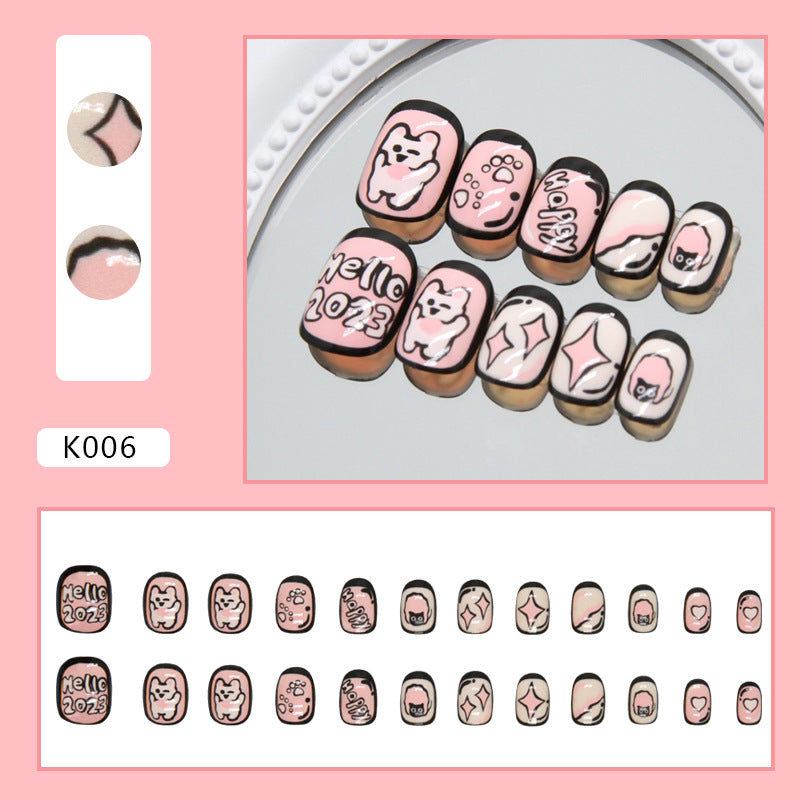 Pink cute rabbit Press-on toenailsprints love cute playful childlike  fake nails children's wear armor｜365nails