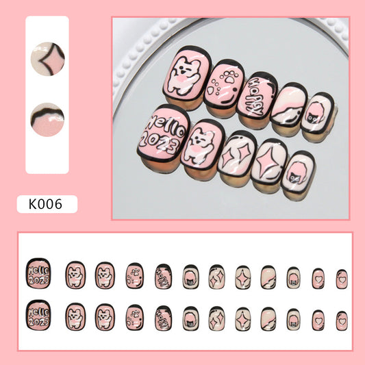 Pink cute rabbit Press-on toenailsprints love cute playful childlike  fake nails children's wear armor｜365nails