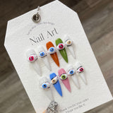 Three-dimensional hand-pinched devil's eye  ins summer hand-painted graffiti handmade nails  | 365nails