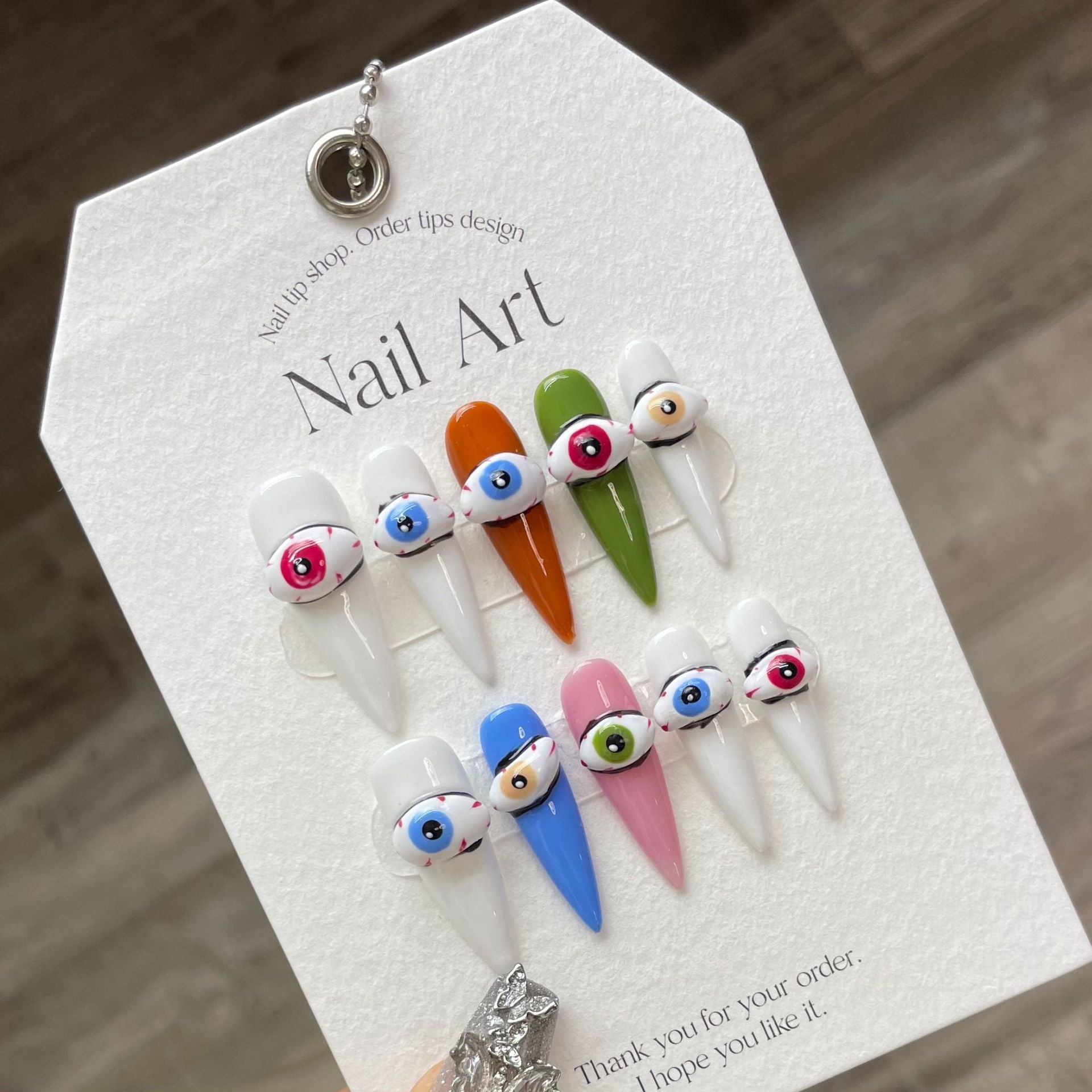 Three-dimensional hand-pinched devil's eye  ins summer hand-painted graffiti handmade nails  | 365nails