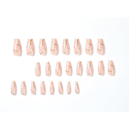Atacado de produtos para unhas prontas, cores contrastantes de platina simples, unhas postiças onduladas, unhas postiças postiças de pressão, unhas artísticas no outono e inverno｜365nails