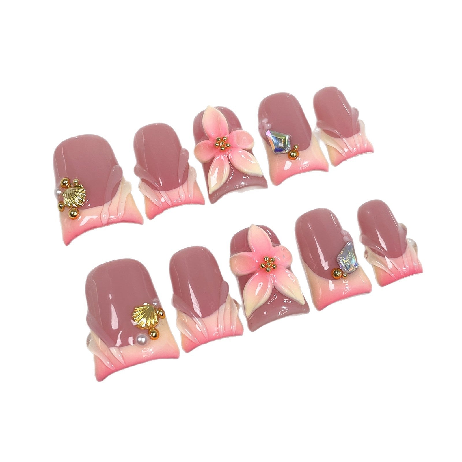 Blush Petal Charm 시리즈 프레스온 네일