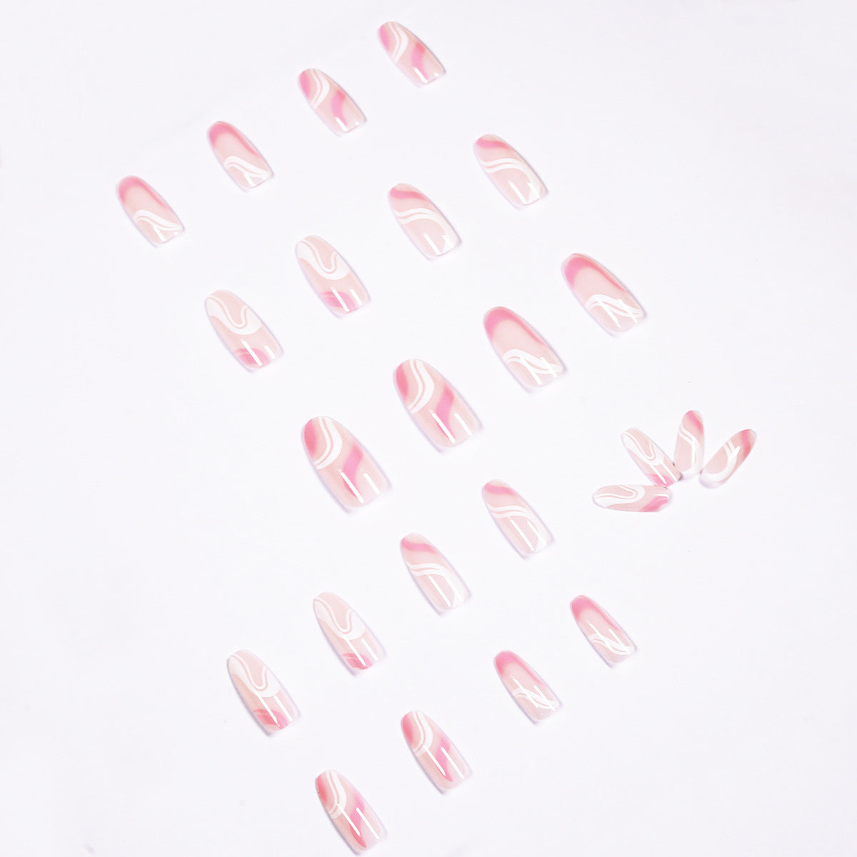 Pop Series Simple Pink White Press on  Finished Fake Nail Nail  Nail  Removable Nail｜365nails