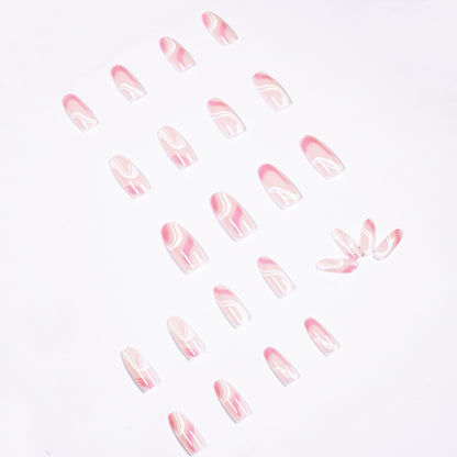 Pop Series Simple Pink White Press on  Finished Fake Nail Nail  Nail  Removable Nail｜365nails