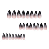 Halloween wear nail black French gradual change manicure short almond repeatable nail fake nails｜365nails
