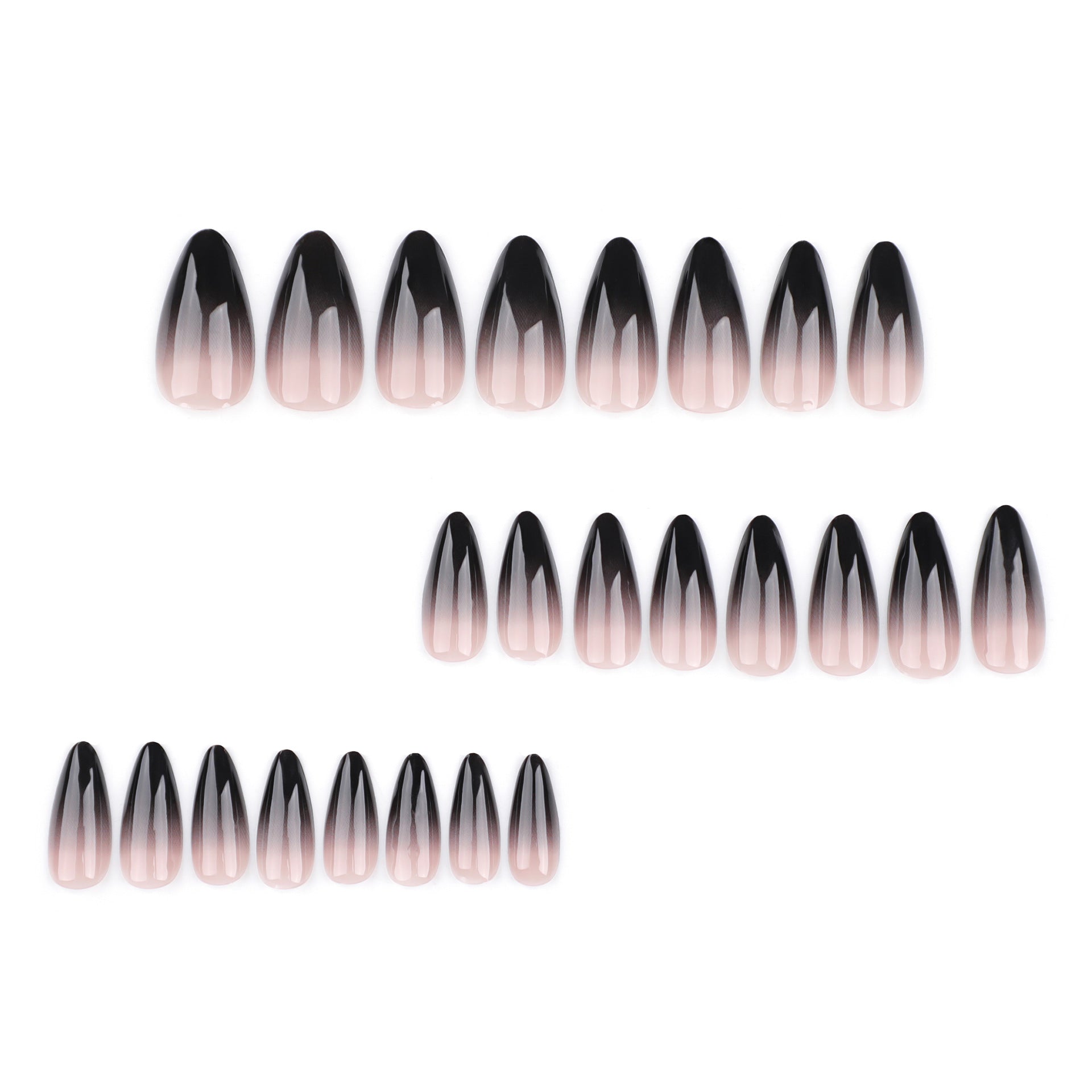 Halloween wear nail black French gradual change manicure short almond repeatable nail fake nails｜365nails