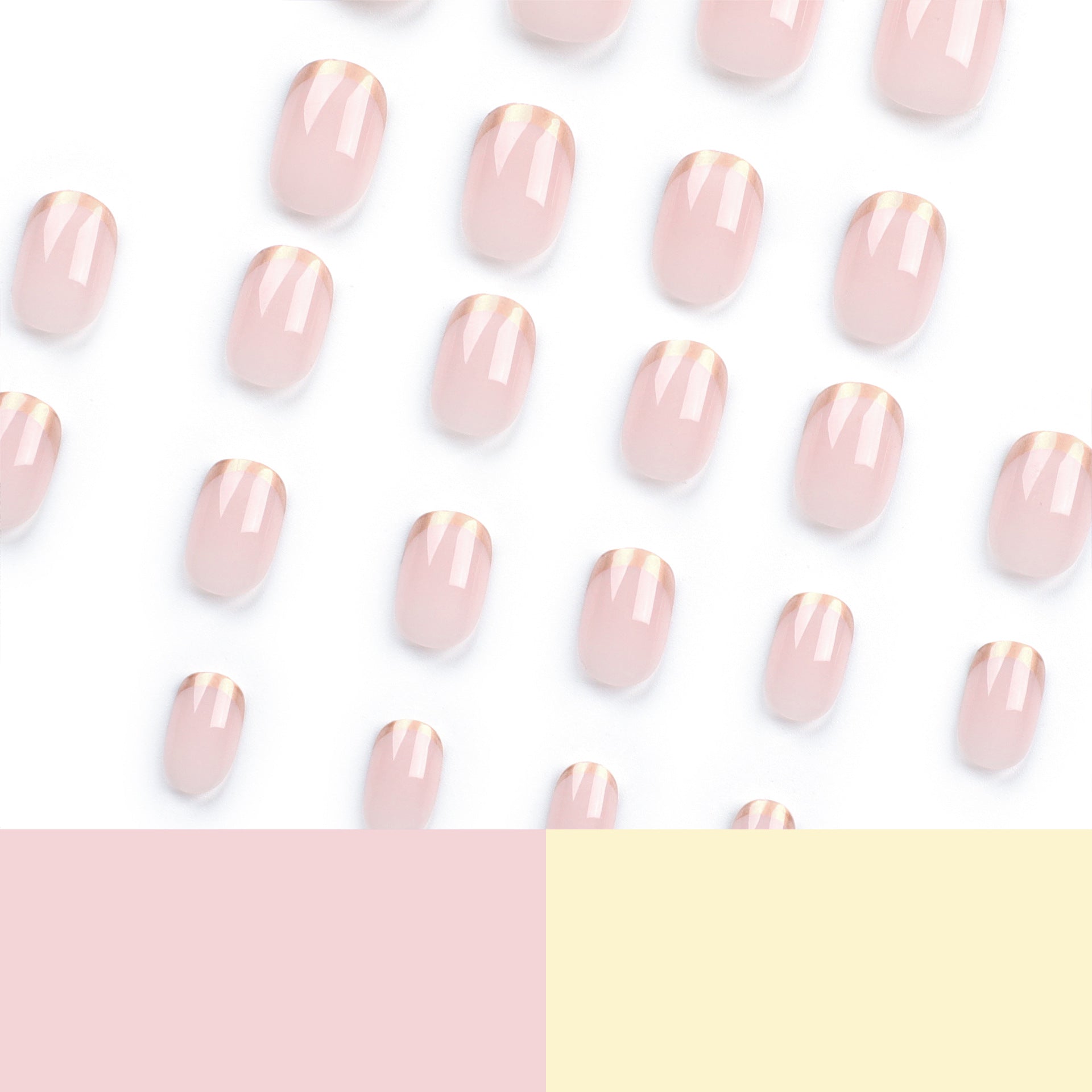 Short French gold edge wearing nail short MINI nail art finished nail piece new fake nail removable nail