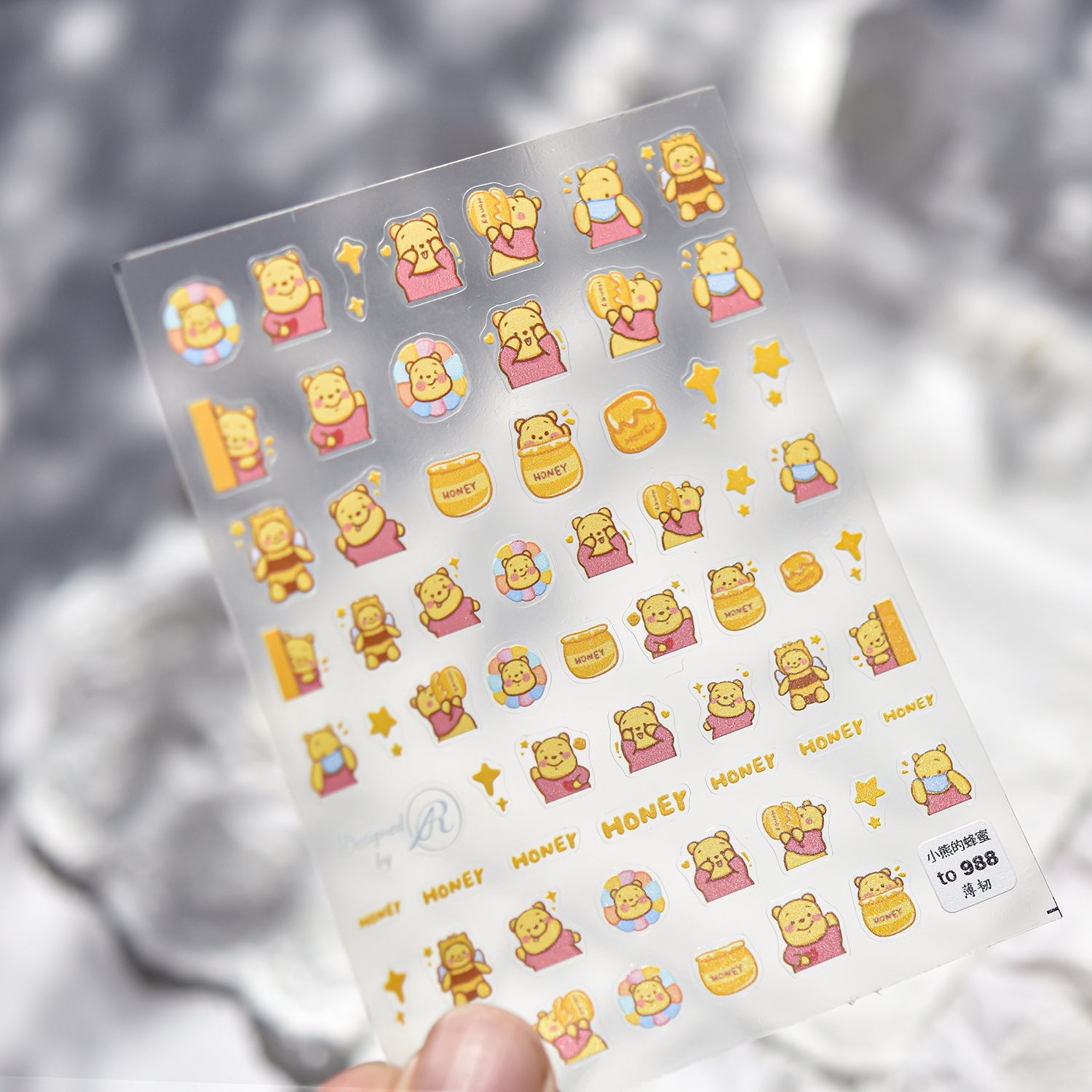 Luxury Teddy Bear: "Big Head Teddy" – 3D Embossed Nail Sticker