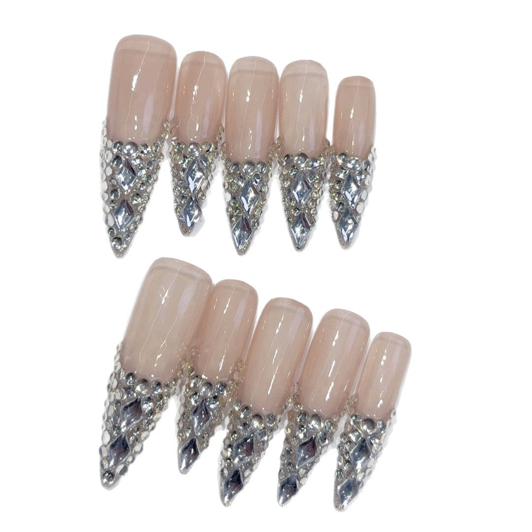 Gothic Thorn: "Dark Thorn" – Long Stiletto Press-On Nails
