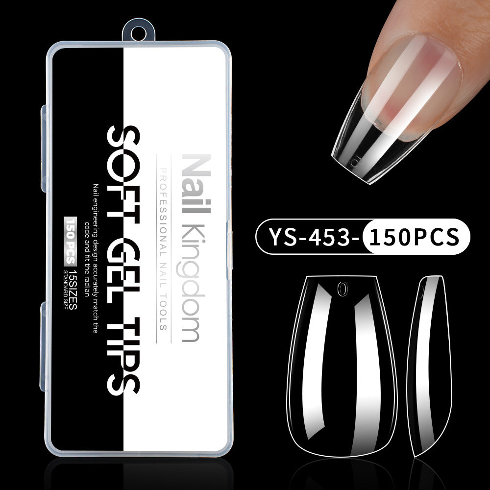 Nail Tips Full number of special nail pads for nail salons, transparent and seamless 150 pcs, boxed press on nails pads, almond trapezoidal fake nails.
