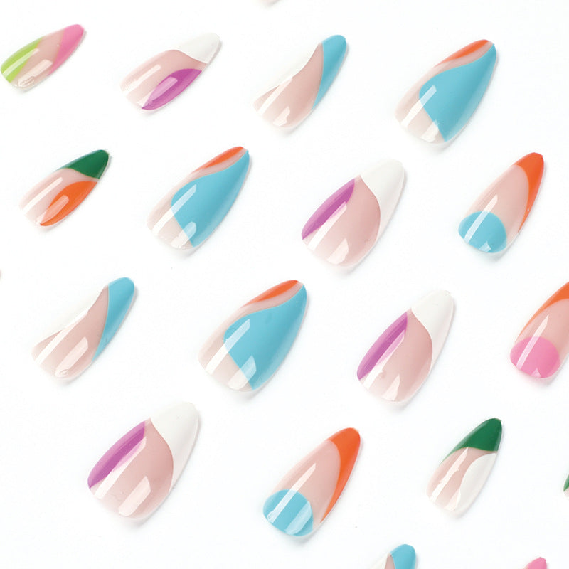 Multi-color French Edge Nail  Wholesale Press on nails Medium and Long Nail  Press on nails  Finished Product Wholesale｜365nails