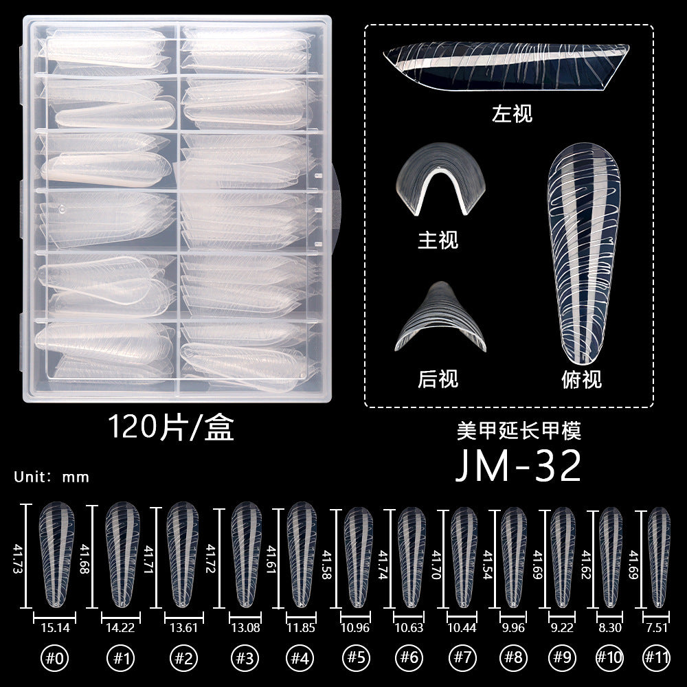Nail Tips New nail mold 3D three-dimensional 120 pieces boxed nail art extension paper-free fast transparent crystal nail film wholesale
