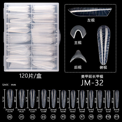 Nail Tips New nail mold 3D three-dimensional 120 pieces boxed nail art extension paper-free fast transparent crystal nail film wholesale