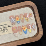 Tropical Flower Shell Texture Summer Press On Nails