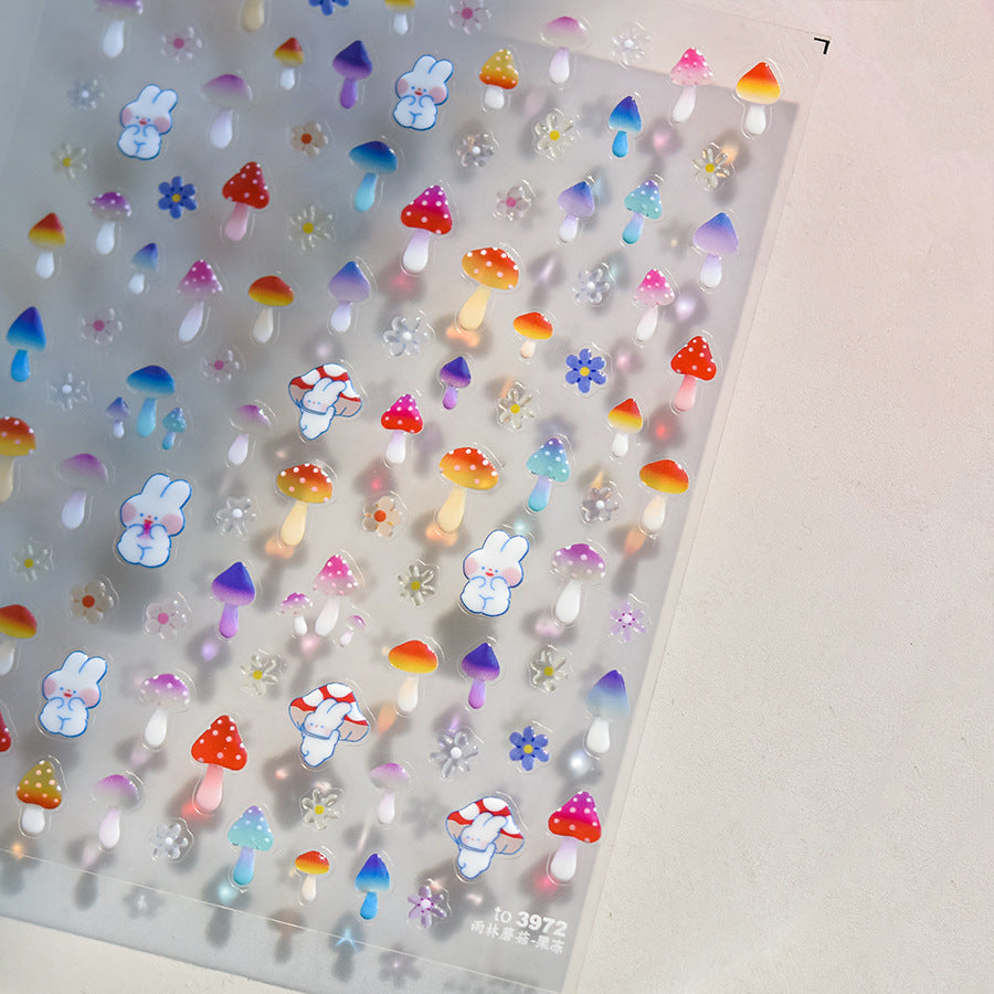 365nails: "Forêt gélatineuse : champignon et lapin" – Stickers pour ongles