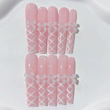 Soft Pink Bow Lace Sweet French Press On Nails