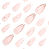 Almofadas médias e longas com glitter listrado francês falso es finalizadas 24 peças estilo nail art｜365nails