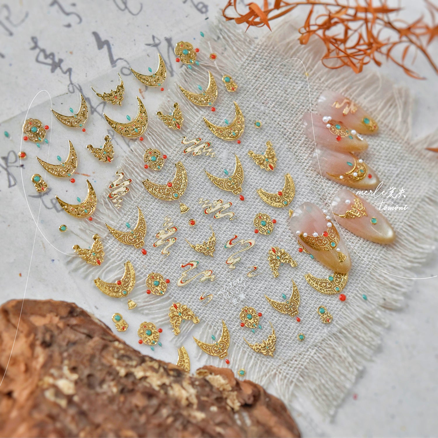 民族風松石金系列: "東方珍寶" — 3D 立體浮雕甲貼