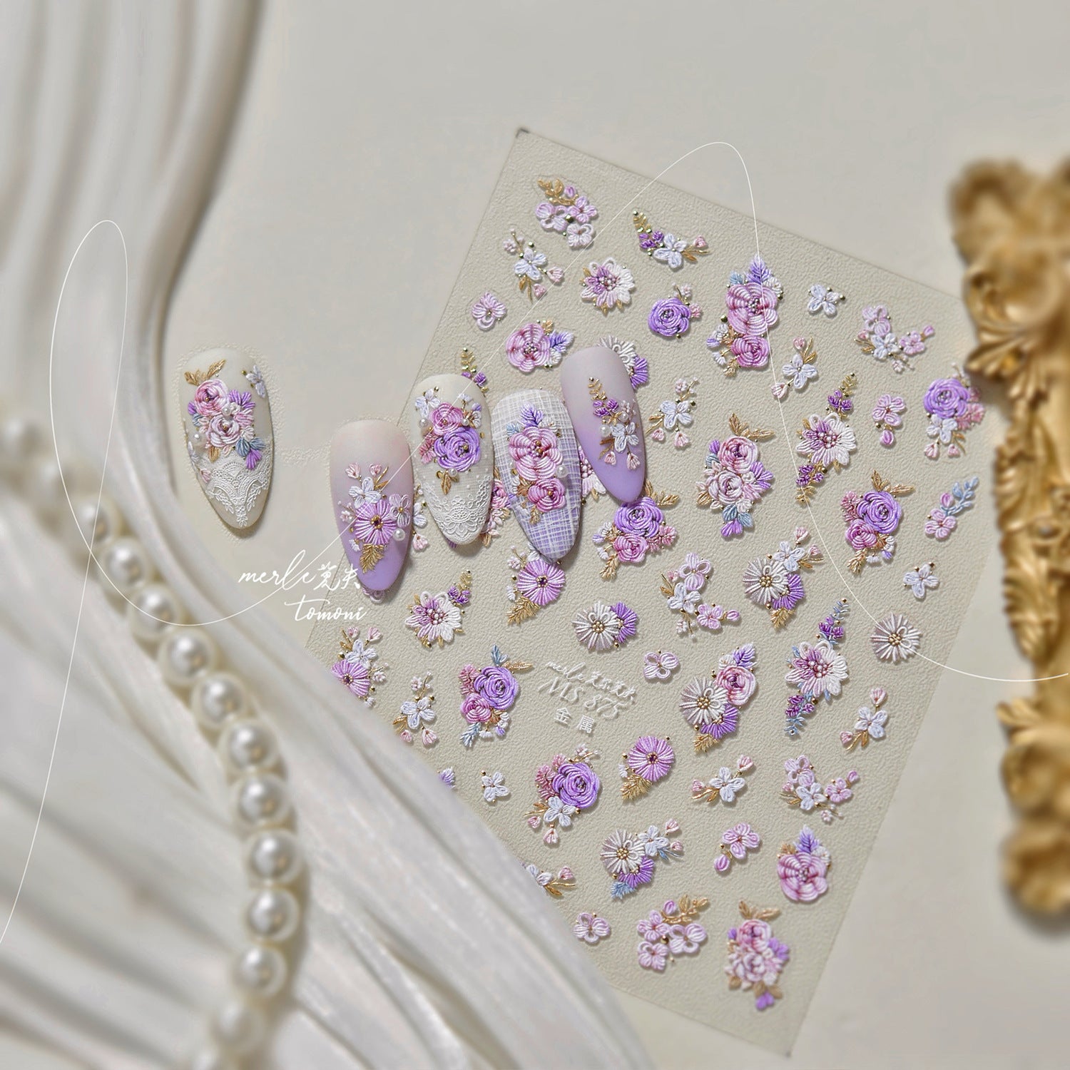 Vintage Floral Bouquet – Elegant Bridal Nail Art Stickers