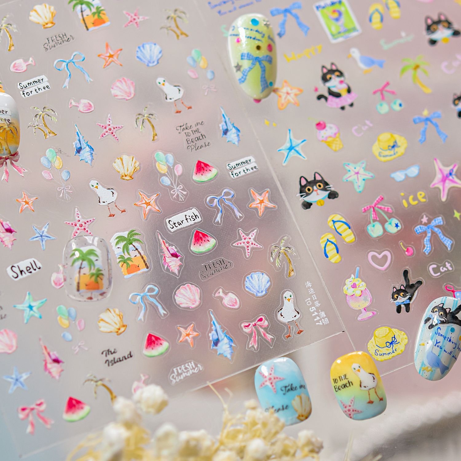 365nails: "검은 고양이의 여름 휴가" – 네일 아트 스티커