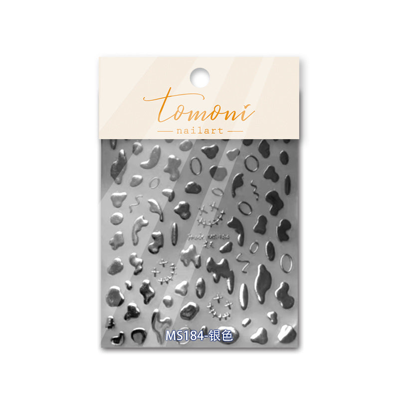 Starry Sky Collection: "Silver Metallic Star" – 3D Embossed Nail Sticker