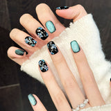 Midnight Blue Floral Glitter Press On Nails