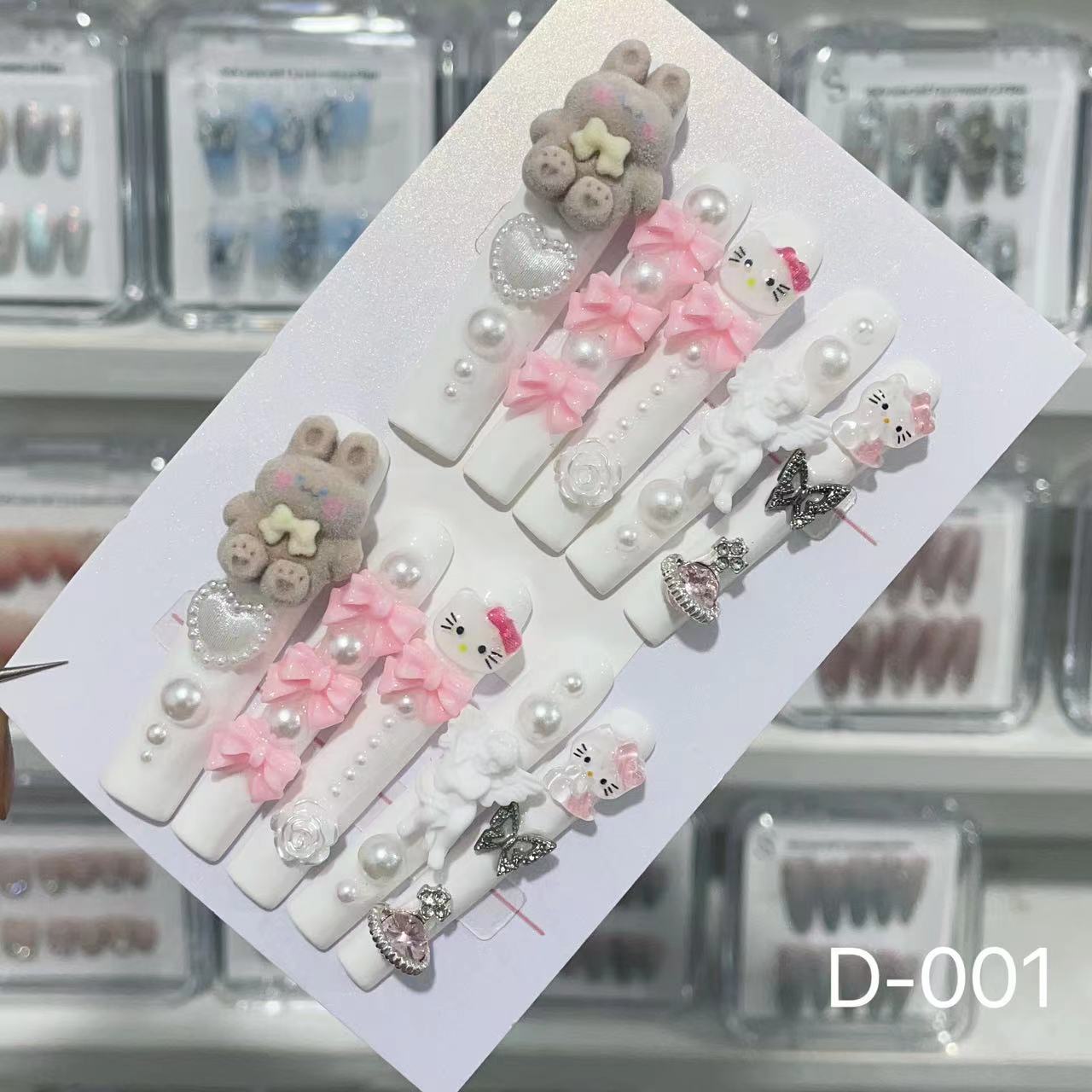 Extra Long 5.5cm Water Pipe Press-On Nails | Handmade Collection | Round Shape