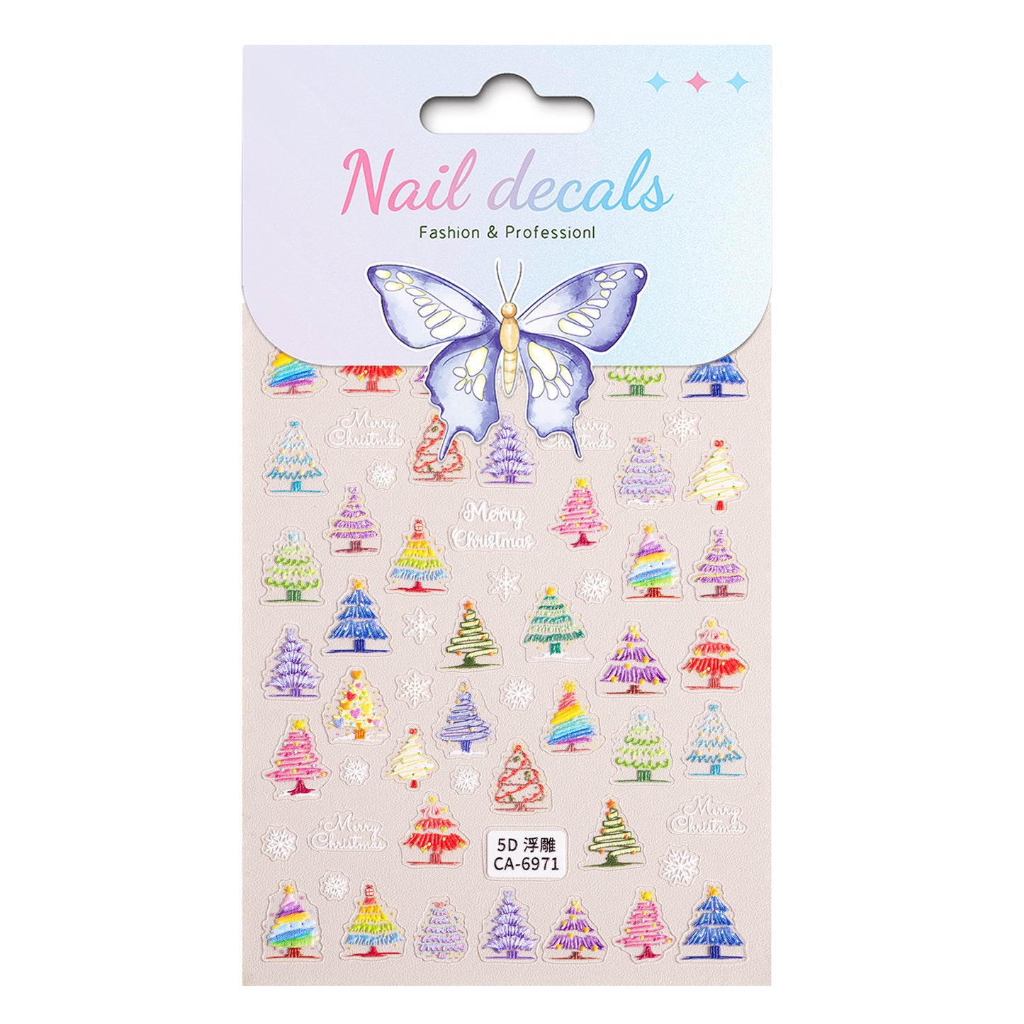 Christmas Themed Nail Art Sticker 5D Embossed Three-dimensional Santa Elk Nail Sticker Ornament CA