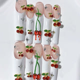 Cherry Garden French Crystal Press On Nail Set