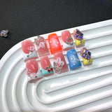 Colorful Crystal Butterfly Glossy Press On Nails