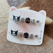365nails：「Kuromi Monochrome Magic」—手工製可愛短款橢圓形穿戴甲