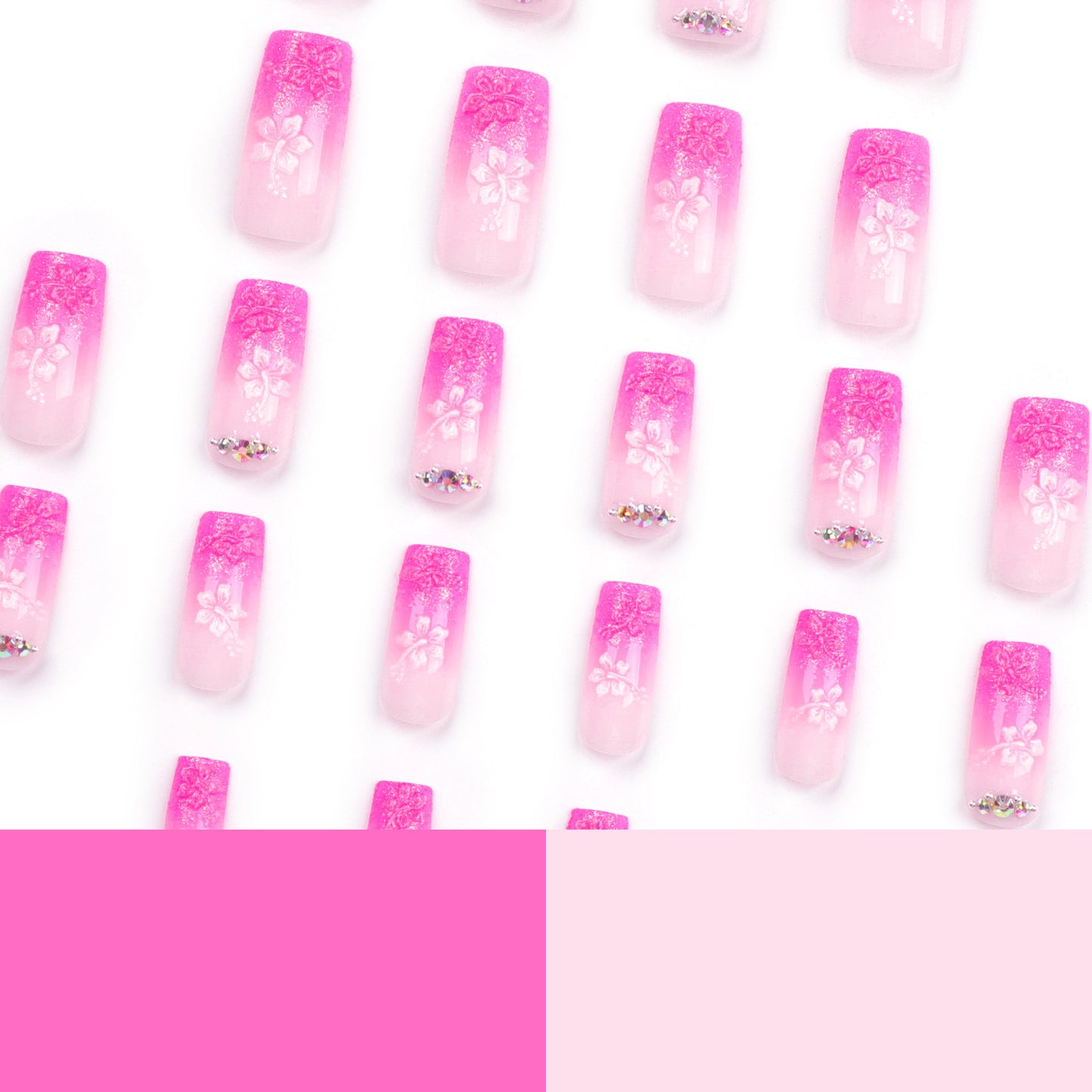 Mudança gradual rosa para unhas, desgaste de unhas de outono, novo remendo de unha, pedaço de unha tridimensional, pétala ｜365nails