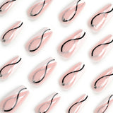 Silver glitter point drill press-on nails wholesale white splicing black line nail piece press on nails｜365nails