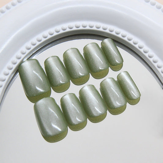 Nail Tips  prefabricated nail, fresh green in early spring, gentle and versatile cat eyes, detachable and wearable nail in  30 pieces｜365nails