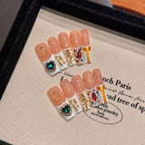 Unhas artísticas em estilo retrô chinês, metal, requintadas, versáteis, douradas e prateadas, feitas à mão | 365nails