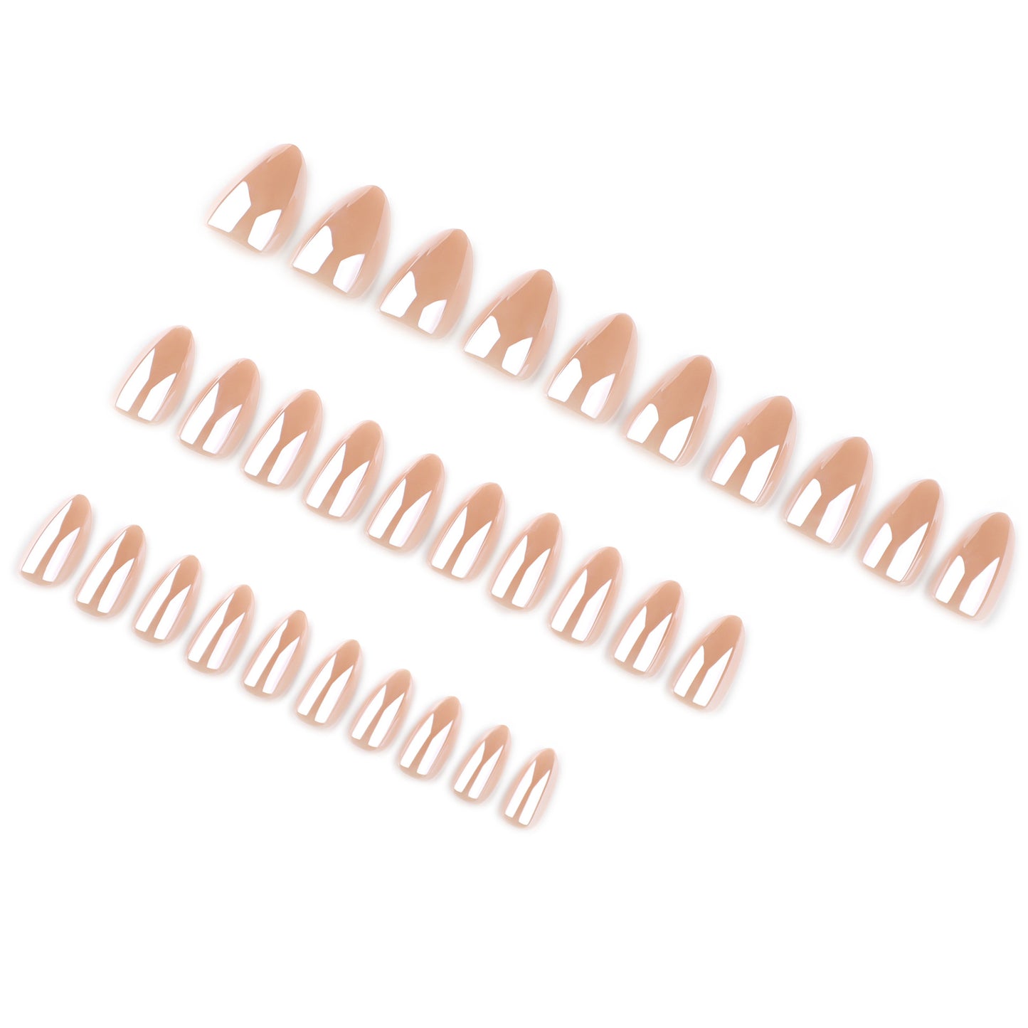 Coated flash nude solid color short almond press-on nails